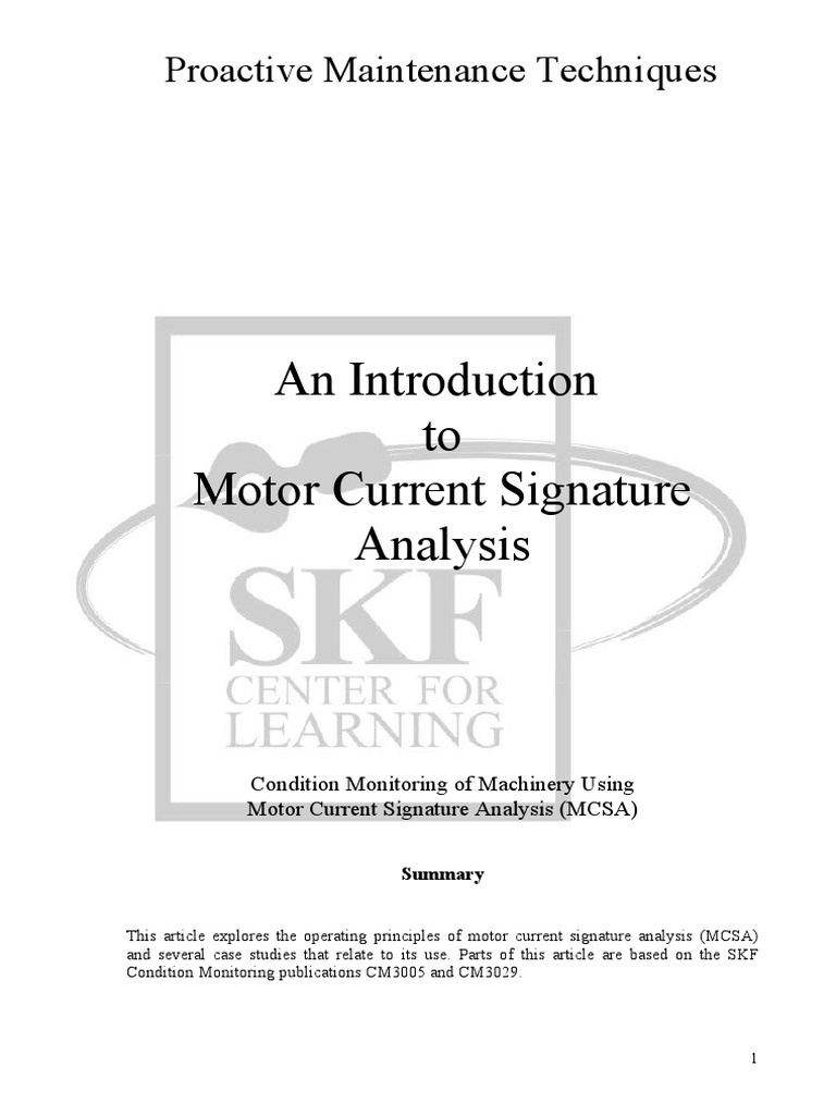 Introduction to Motor Current Signature Analysis | PDF | Electric Motor ...
