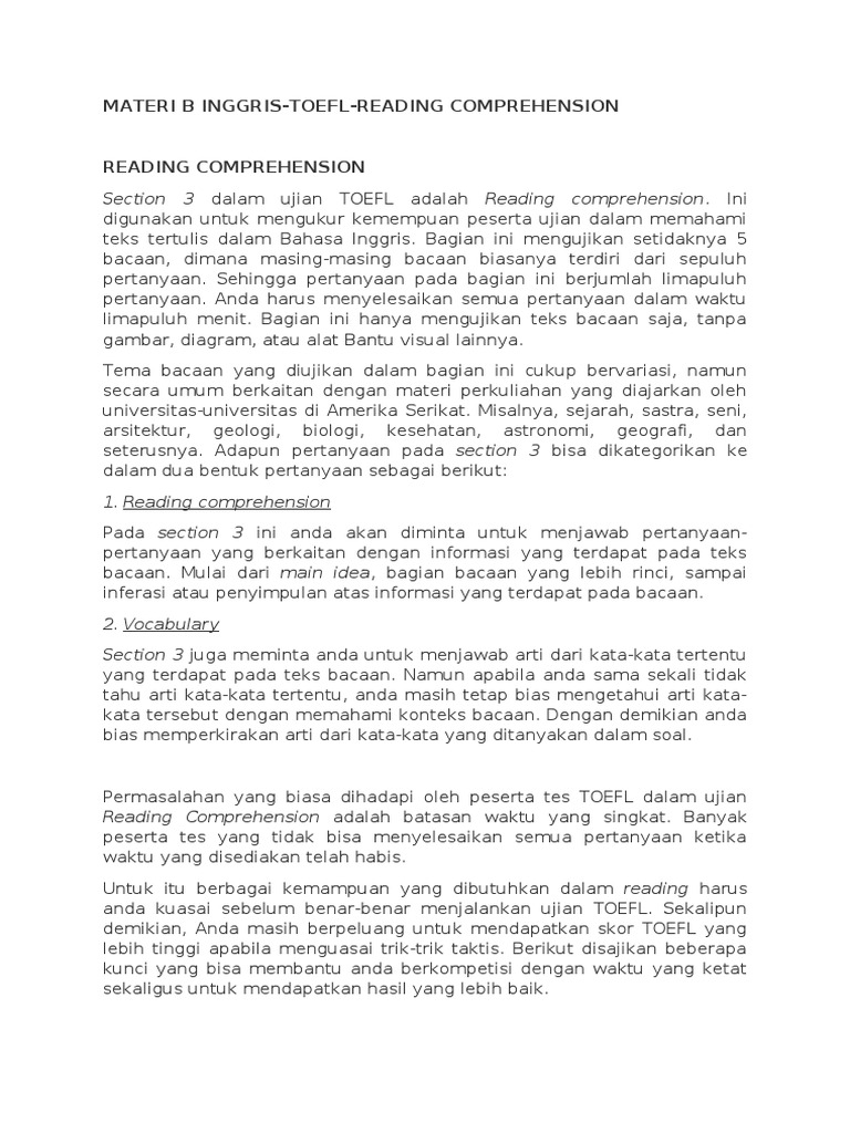 Materi B Inggris Toefl Reading Comprehension Sequoia Sempervirens Danau