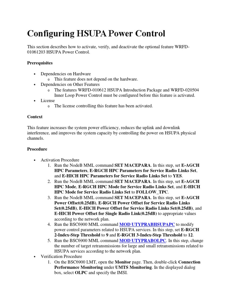Configuring HSUPA Power Control | PDF | High Speed Packet Access ...