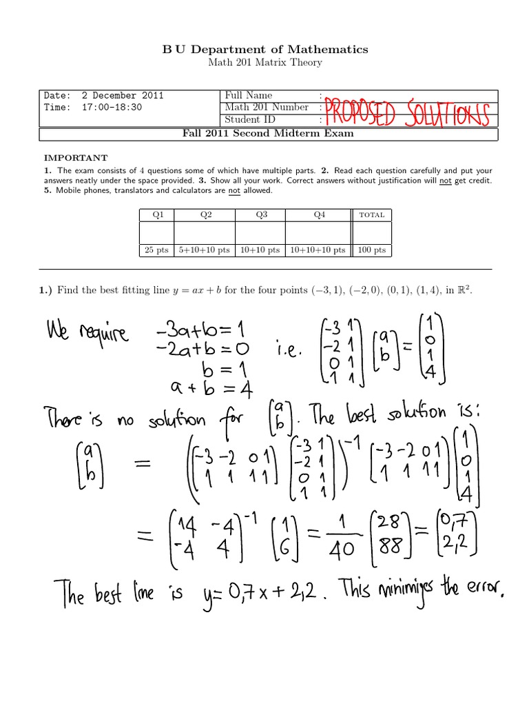 Math 201 Midterm Exam Overview | PDF | Computers