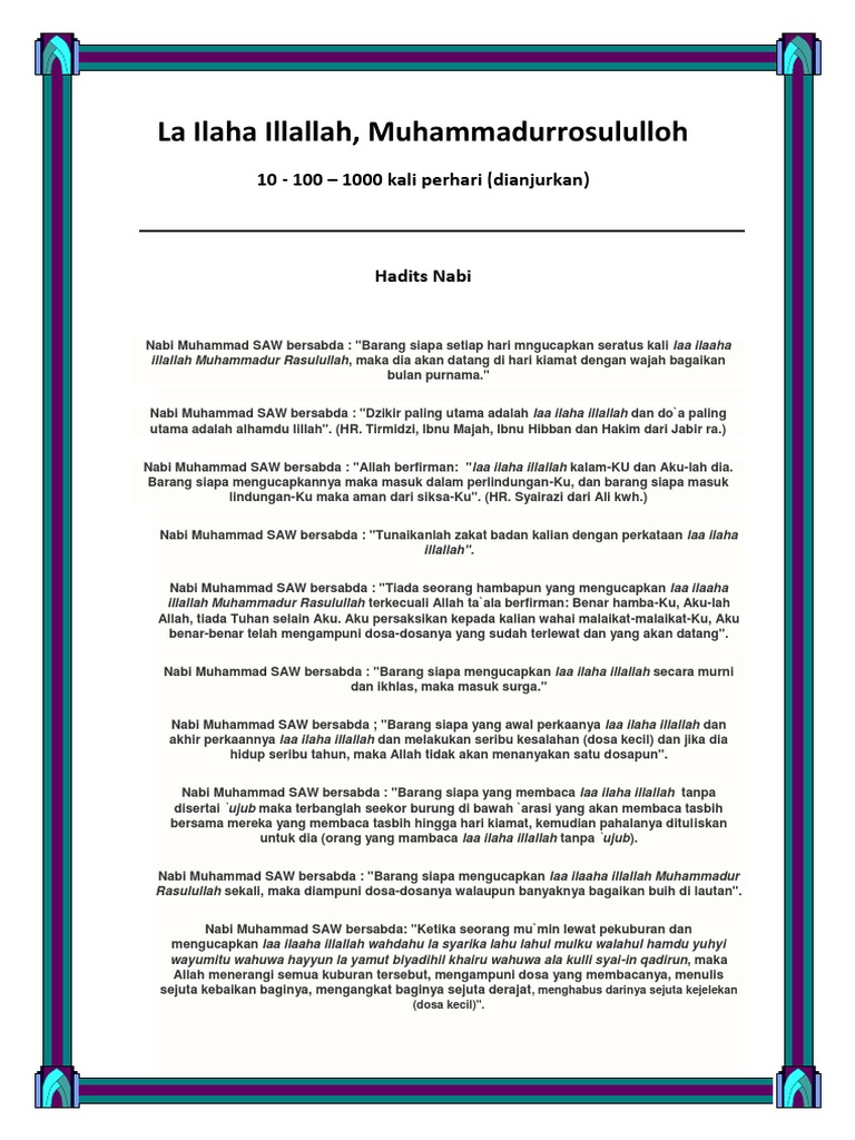 Keutamaan Lailahaillallah Wahdahu Kumpulan Contoh Soal 3