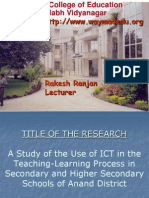 A Study of the Use of ICT in the Teaching Learning Process in Secondary and Higher Secondary Schools of Anand District - Rakesh Ranjan Waymade