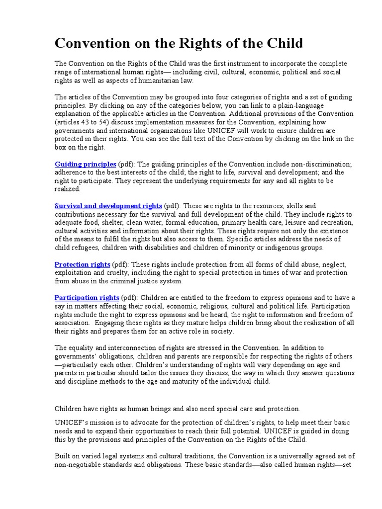 Convention On The Rights of The Child | PDF | Children's Rights ...