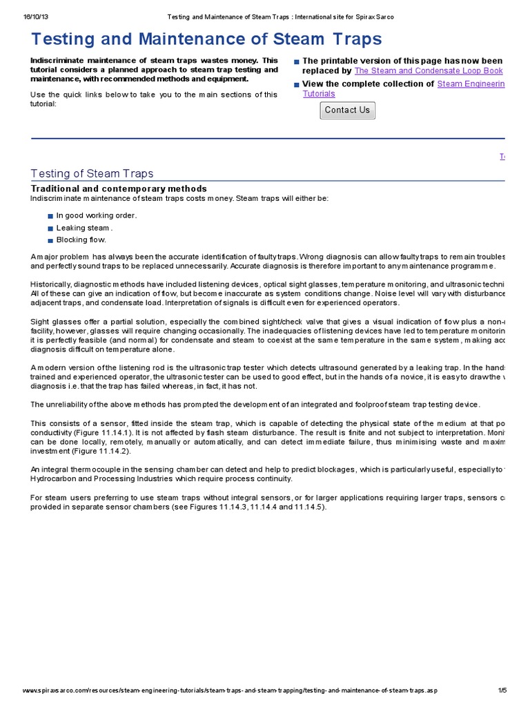 Steam Trap Testing & Maintenance Guide | PDF | Ultrasound | Mechanical ...