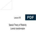 Special Theory of Relativity Special Theory of Relativity Lorentz Transformation