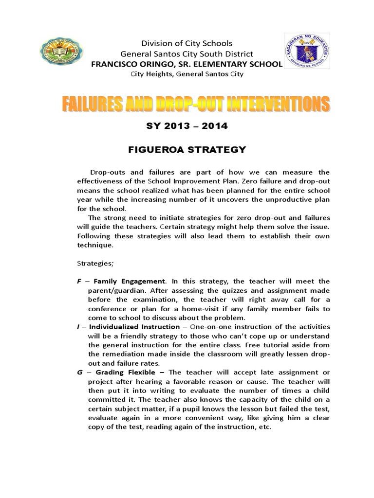 Drop Out-Failure Strat | PDF | School Counselor | Quality Of Life