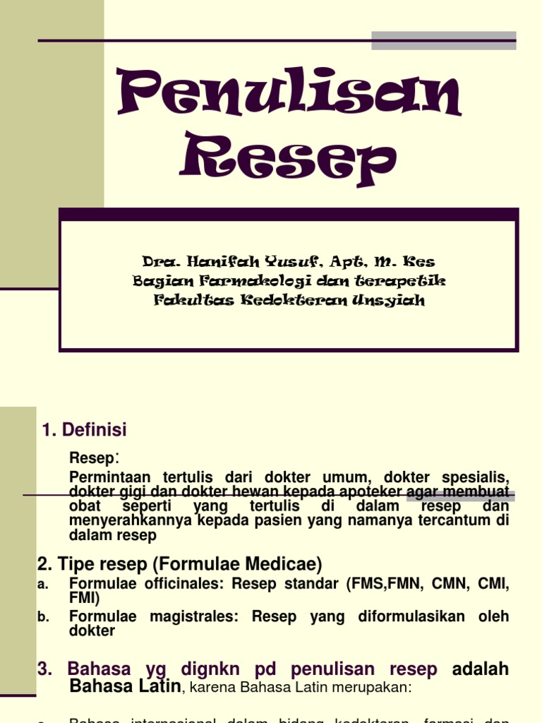 Panduan Penulisan Resep Medis | PDF