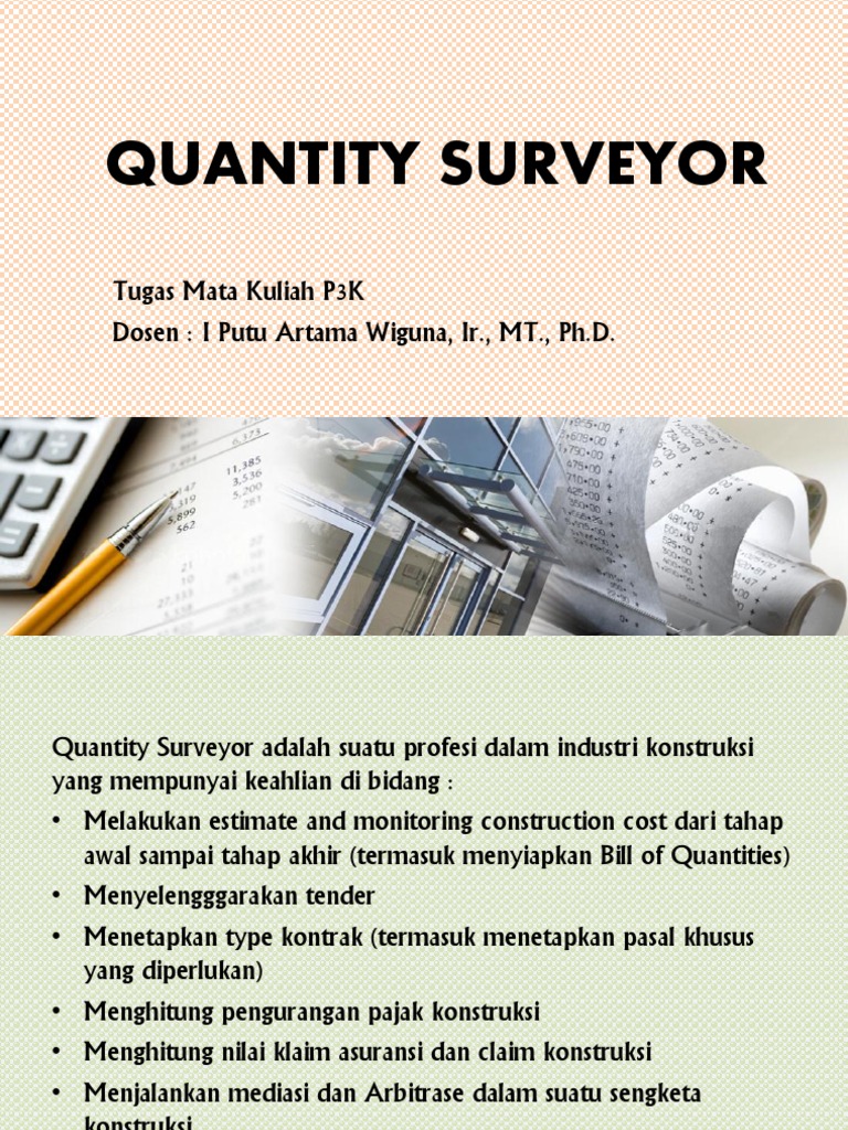 Quantity Surveyor Peran Fungsinya
