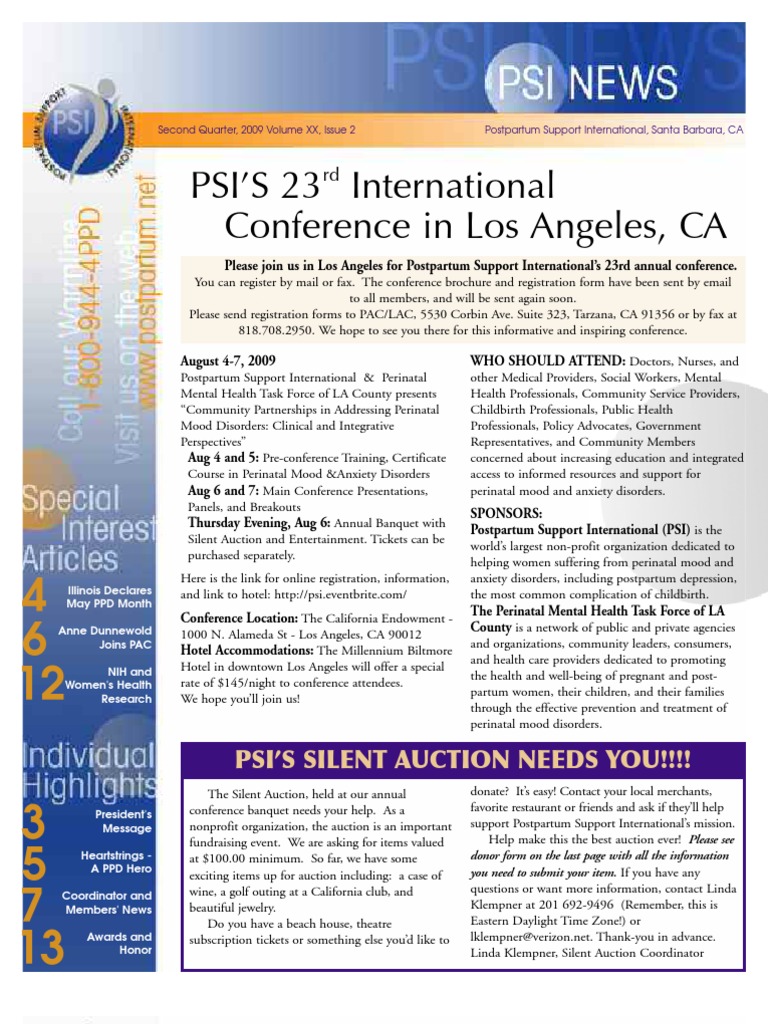 PSI Conference & Auction Call | PDF | Postpartum Depression ...