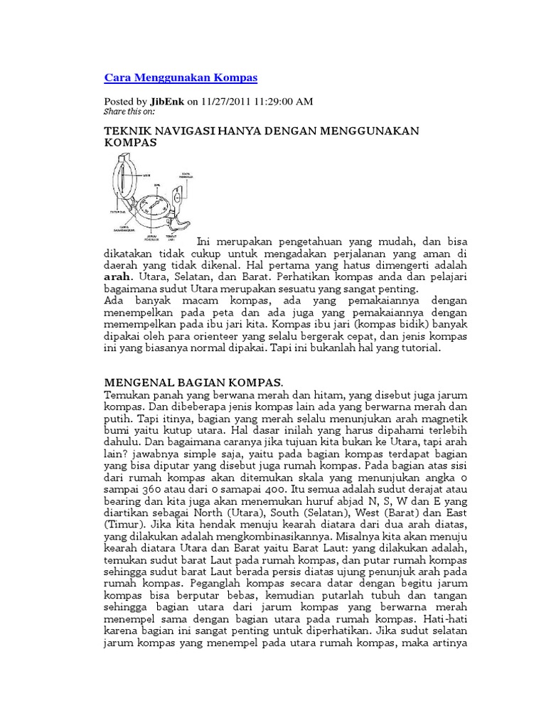 Cara Menggunakan Kompas Cara Menggunakan Kompas