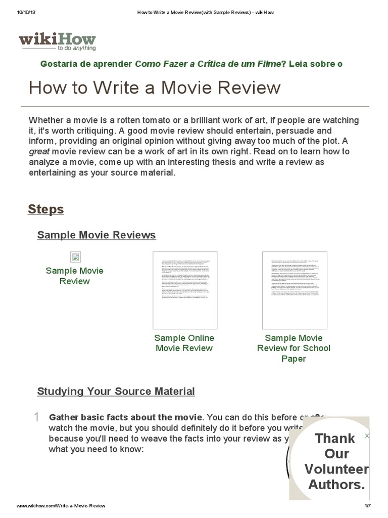 how to write a movie review wikihow