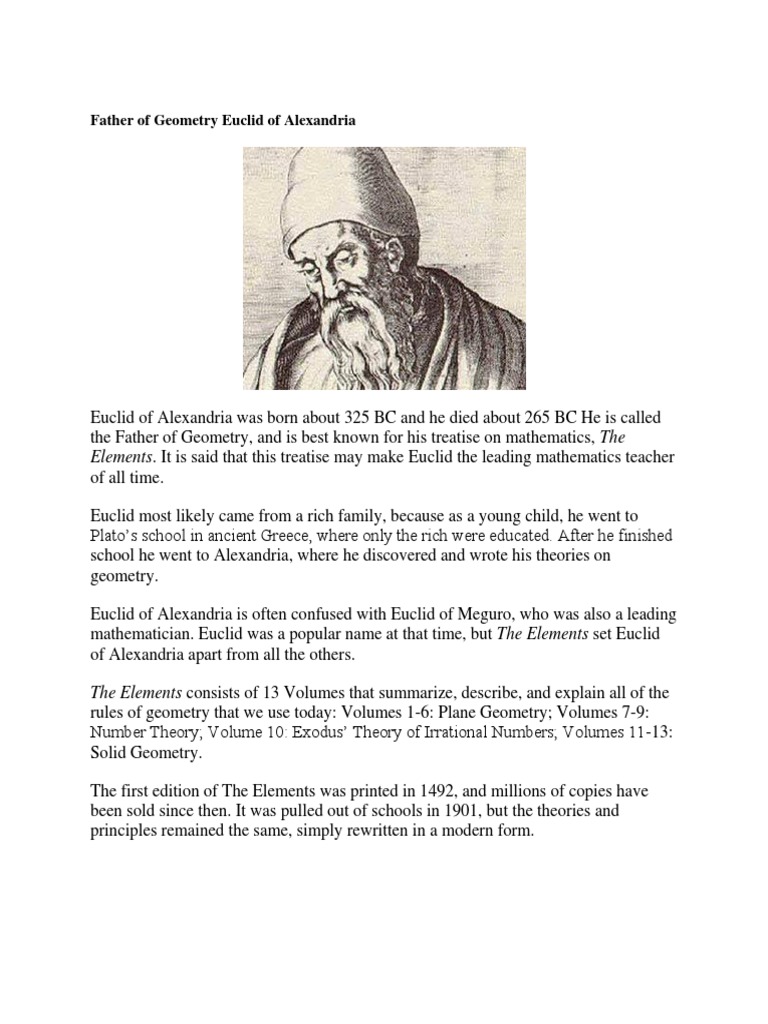 Father of Geometry Euclid of Alexandria | PDF, image size:768x1024