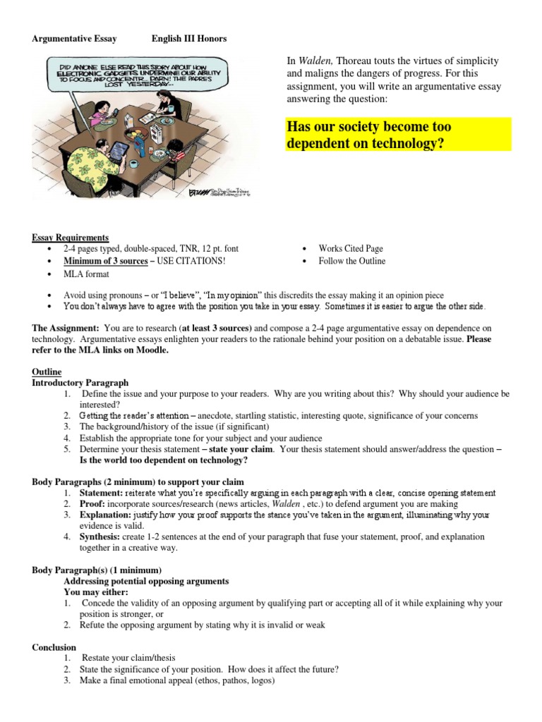 Technology Argumentative Essay Essays Argument