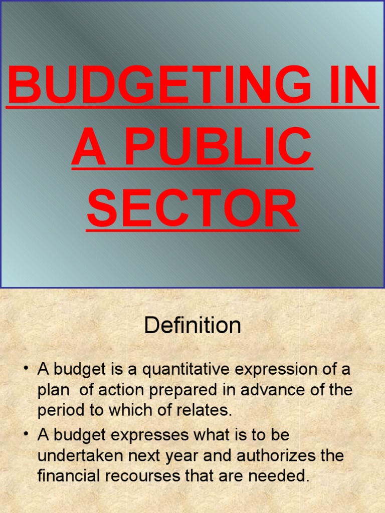 Budgeting in a Public Sector Power Point Taxes Budget