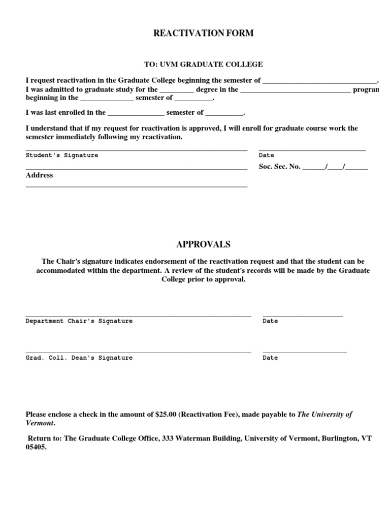 Graduate Student Reactivation Form | PDF