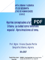 Aportes Conceptuales A La Geografía Urbana. La Ciudad Como Fenómeno Espacial. Viviana Claudia Pertile