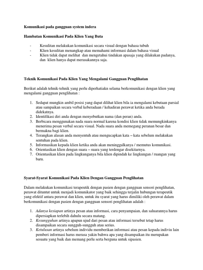 Komunikasi Pada Gangguan System Indera