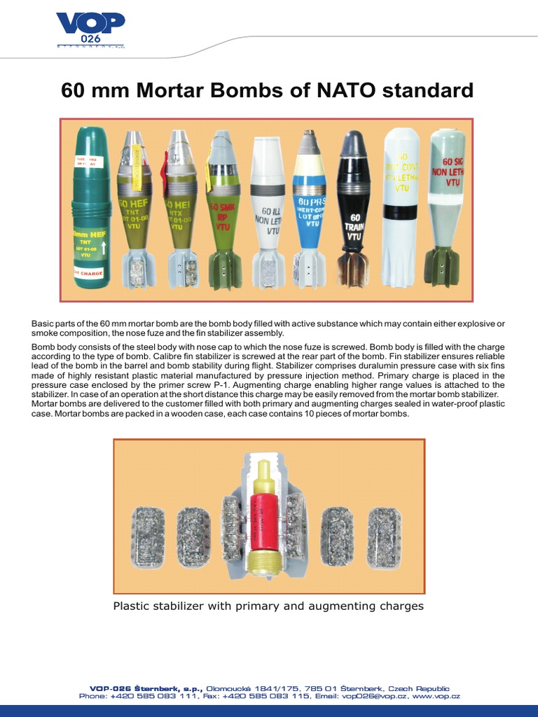 60 MM Mortar Bombs of NATO Standard PDF Mortar (Weapon) Ammunition