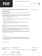 Como a Central de Ações verifica a existência de problemas_