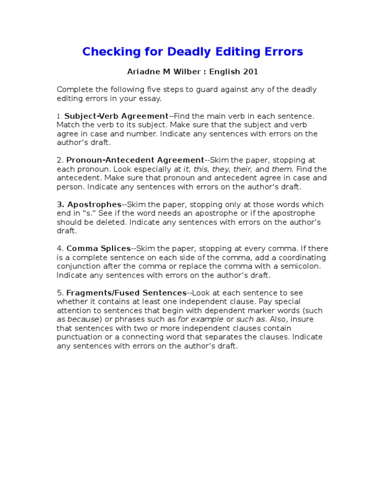 Checking For Deadly Editing Errors | PDF