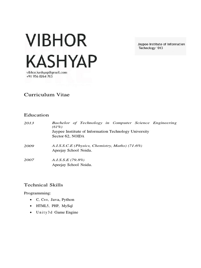 Computer Science Graduate CV | PDF | Technology & Engineering
