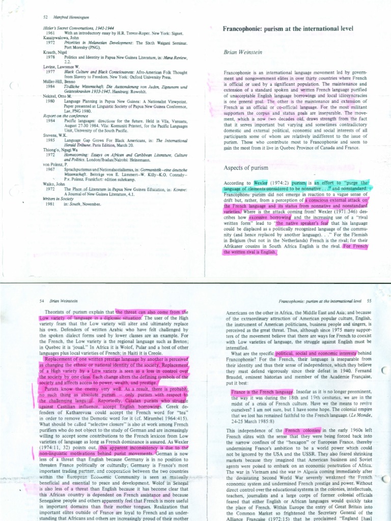 Weinstein 19 Francophonie French Language France
