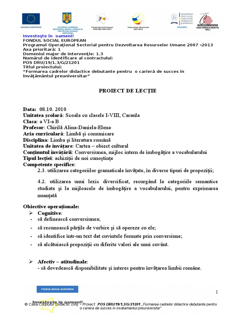 Proiect Didactic Conversiune