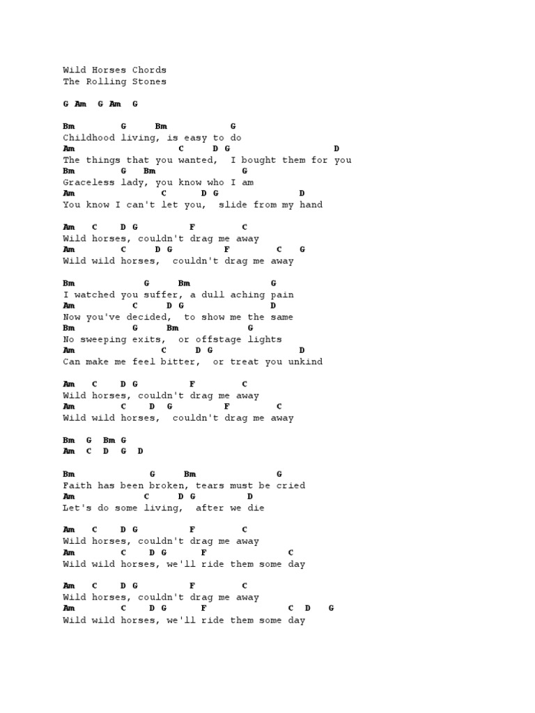 Wild Horses Chords PDF
