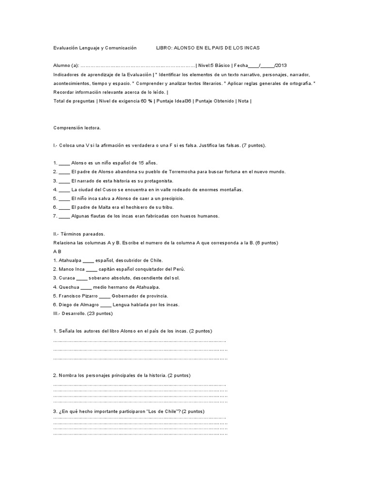 Libro Alonso en El Pais de Los Incas | PDF