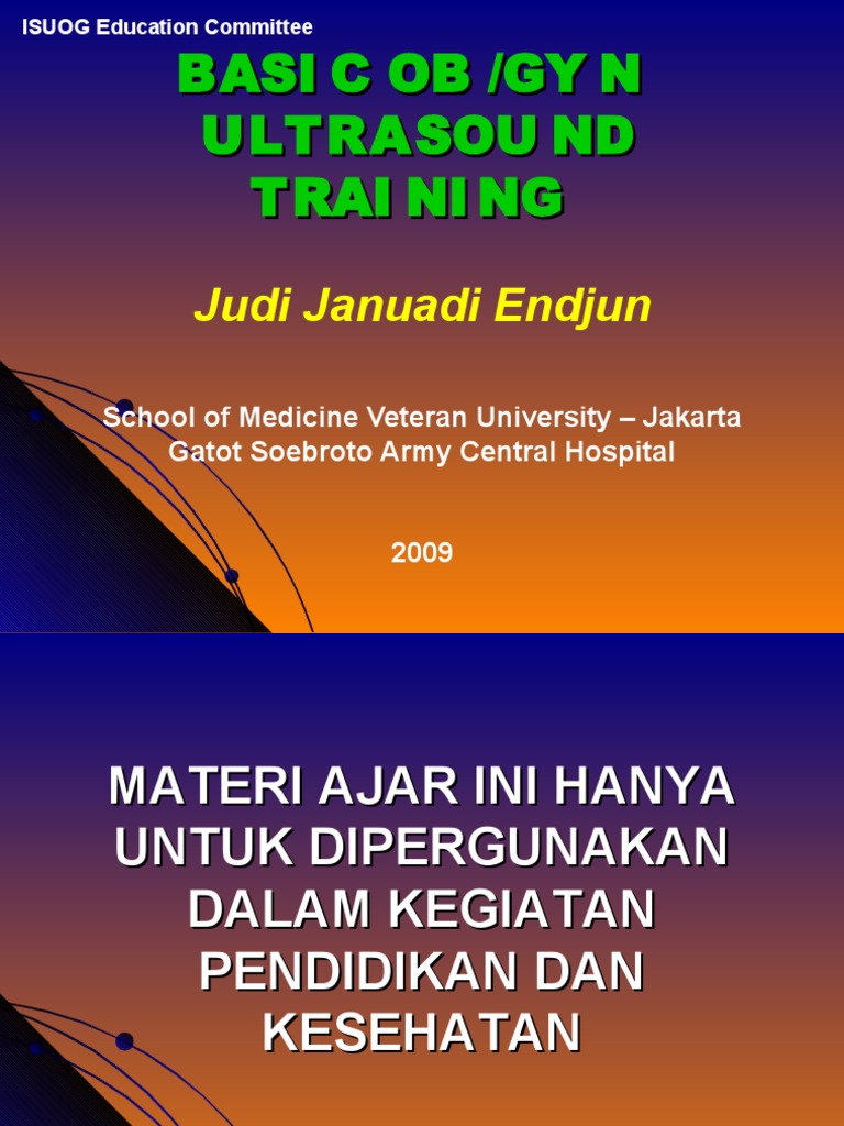 Pelatihan Dasar USG OB/GYN | PDF | Ultrasonografi Medis | Indung Telur