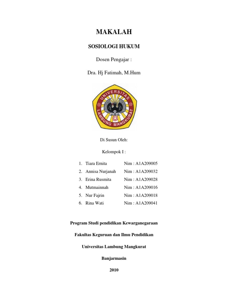 Makalah Sosiologi Hukum
