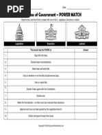 3 Branches of Government Power Match