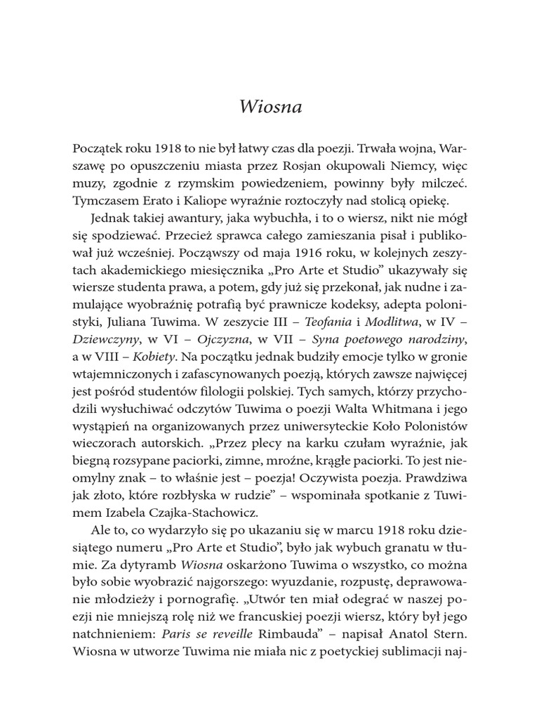 Julian Tuwim Wiosna Dytyramb Wiersz