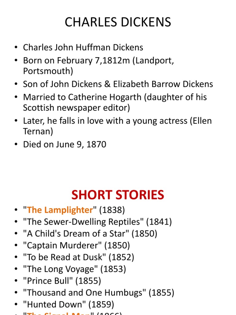 Charles Dickens' List of Works PDF