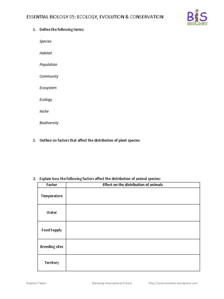 Ecology and Conservation Concepts Guide | PDF | Conservation Biology ...