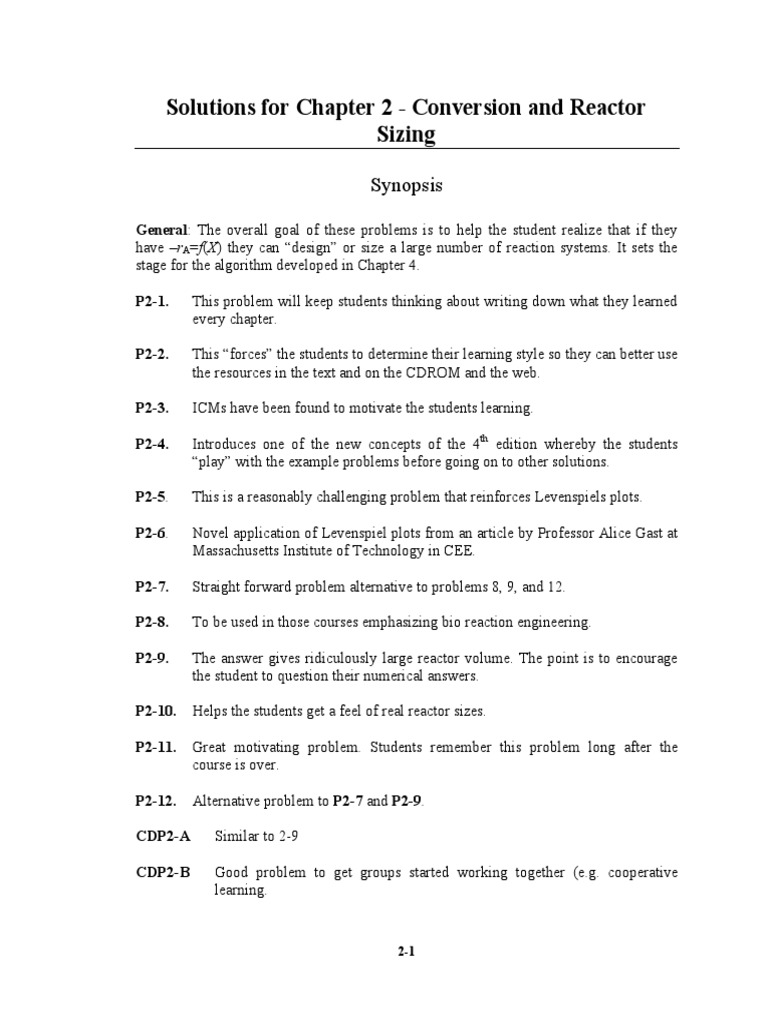 Chemical Reactors: Fogler | Reaction Rate | Integral. Solutions Manual for  Elements of Chemical Reaction Engineering ...