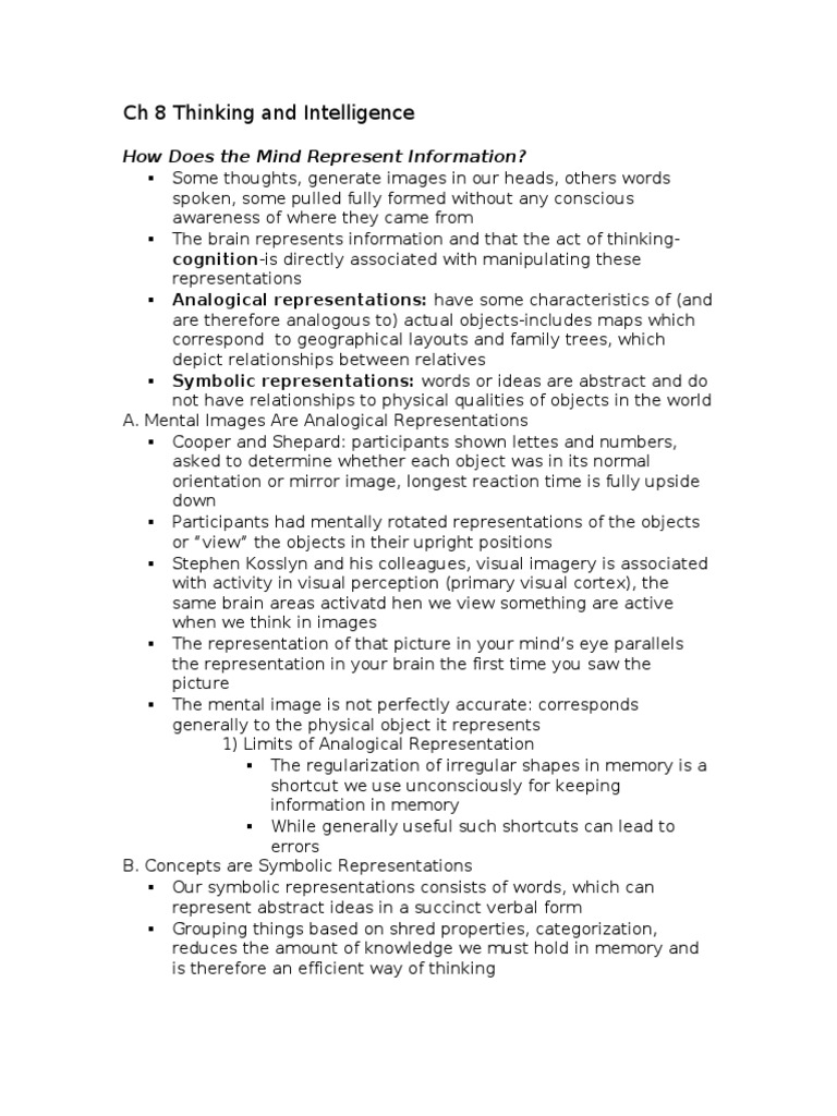 Ch 8 Thinking And Intelligence Pdf Intelligence Quotient Intelligence