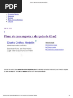 Plano de Casa Angosta y Alargada de 62 m2