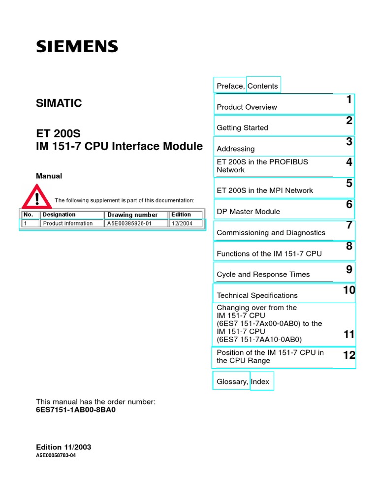 Siemens IM151-7 CPU System Manual - 0 | PDF | Electrical Connector ...