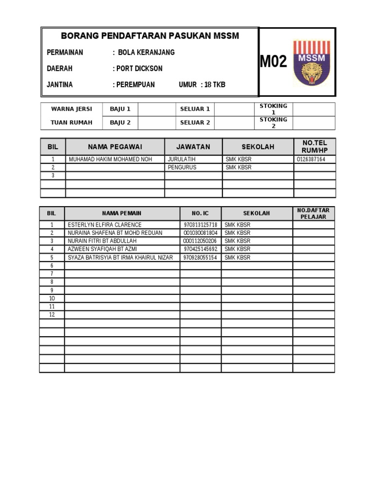 Borang m02 | PDF