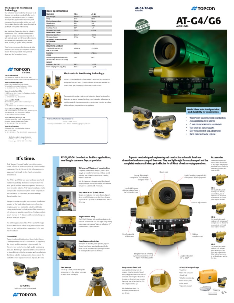 AT-G4 / AT-G6 GL Auto Level | PDF | Equipment | Optics
