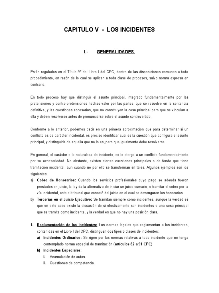 Los Incidentes Derecho procesal Jurisprudencia