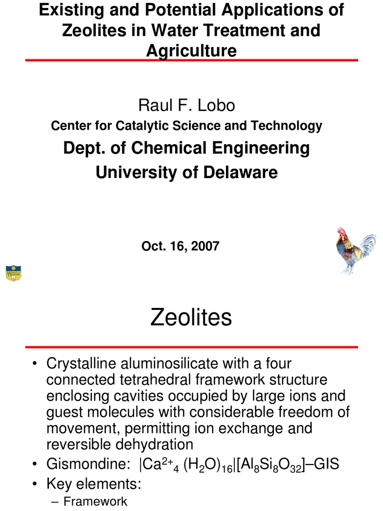 Existing and Potential Applications of Zeolites in Water Treatment