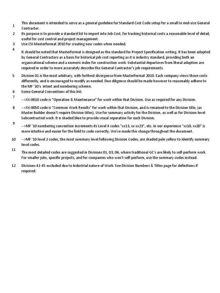 MasterFormat Cost Code Guidelines | PDF | Framing (Construction) | Roof