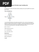 Full Adder Design Using Verilog HDL in Three Modeling Styles