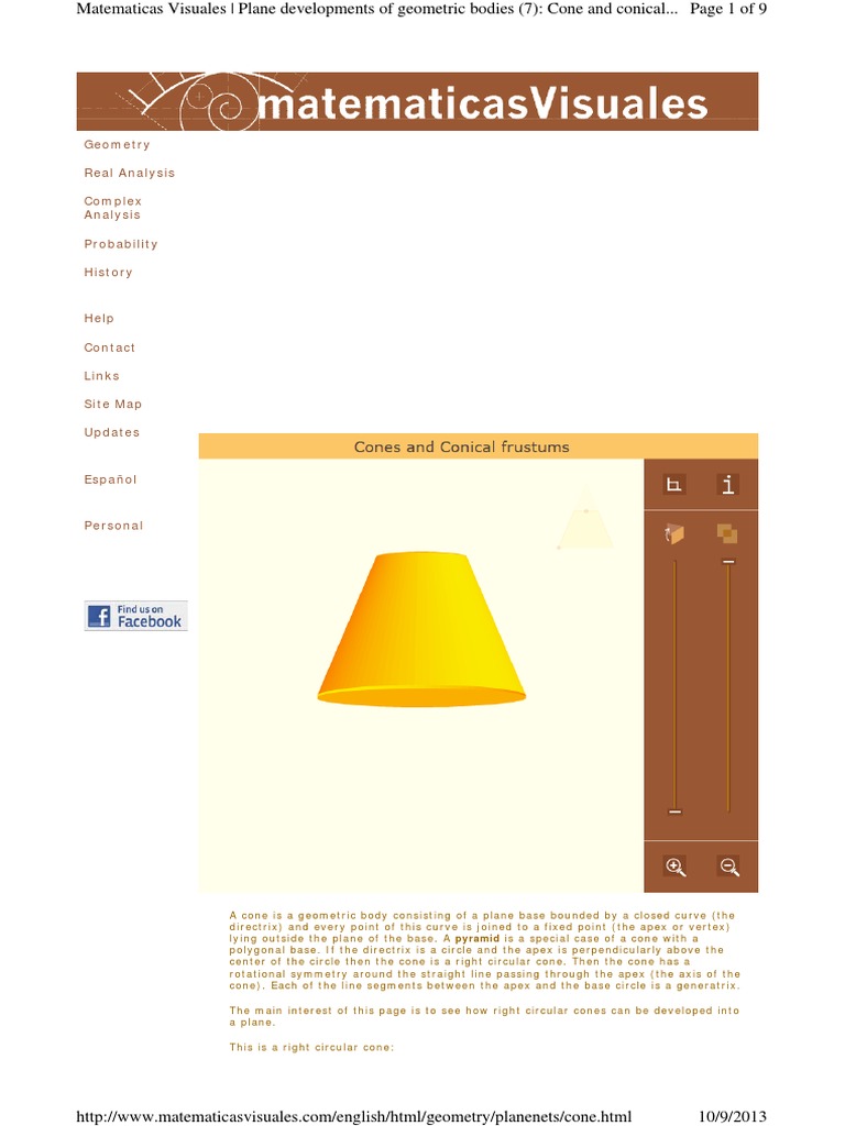 Cone Development and Frustum Analysis | PDF | Euclid | Classical Geometry