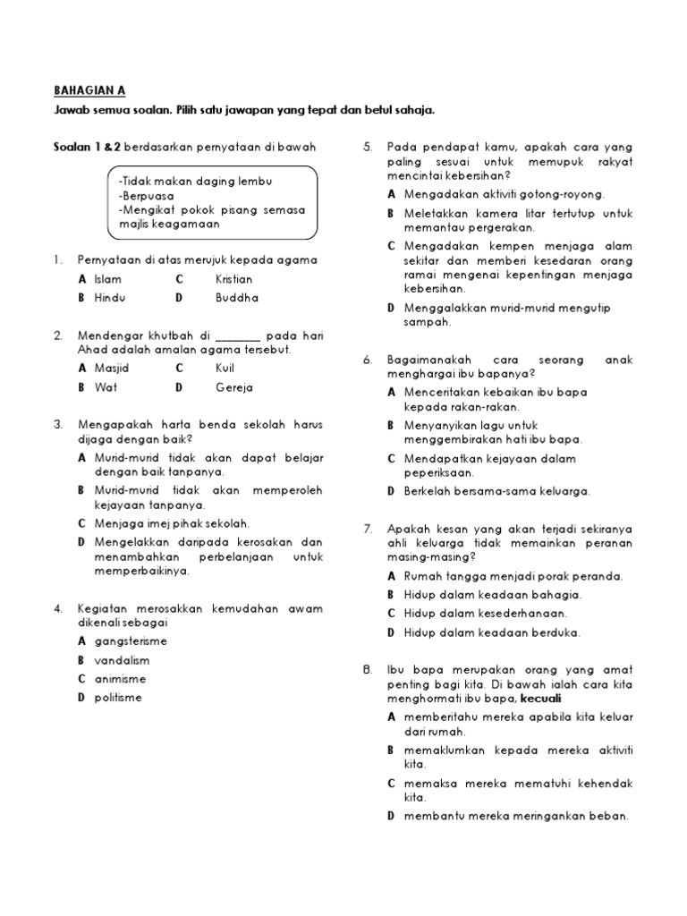 ujian pendidikan moral tahun 5