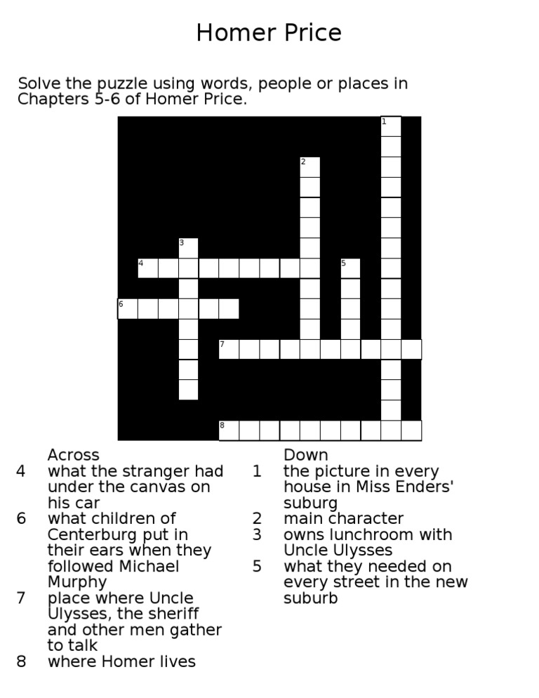 Crossword Puzzle Homer Price PDF