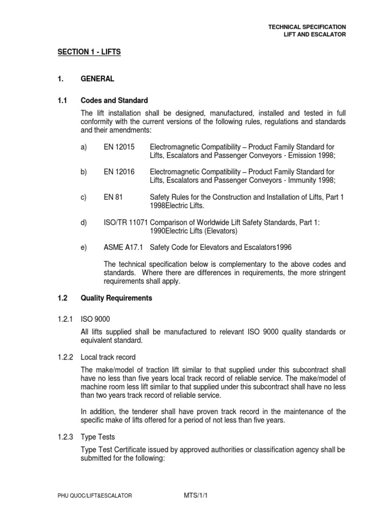 Lift and Escalator Technical Standards | PDF | Elevator | Electrical Wiring