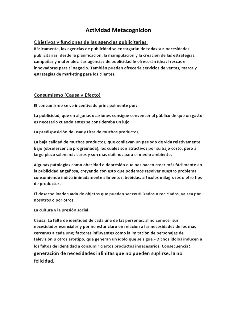 Las funciones y objetivos de las agencias publicitarias PDF Publicidad Desarrollo sostenible